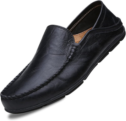 Men's Luxury Black Leather Loafers Breathable Shoes