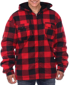 Heavy Thick Flannel Plaid Red  Sherpa Fleece Buffalo Coat Jacket