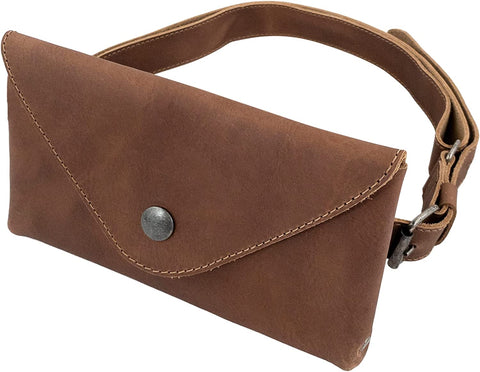 Elegant Malt Mahogany Leather Handmade Fanny Mini Waist Belt Bag