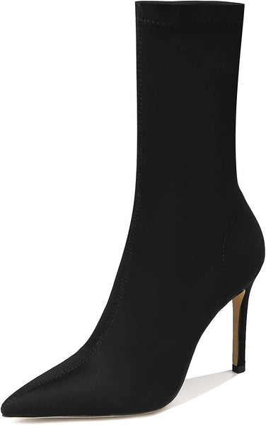 Goddess Milana Black Stiletto Half Pointed Boots