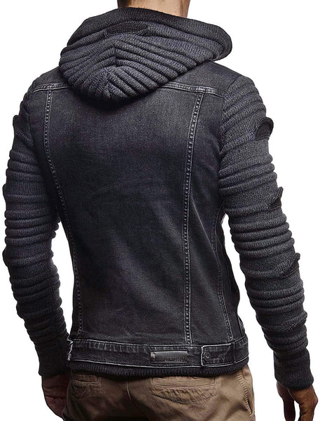 Denim Jacket With Knitted Sleeves