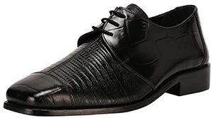 Croco Lizard Black Lace Up Oxford Dress Shoes