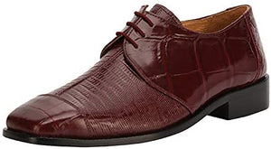 Croco Lizard Burgundy Lace Up Oxford Dress Shoes