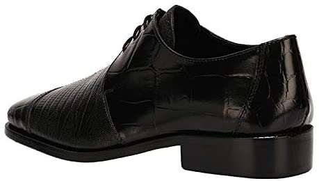 Croco Lizard Black Lace Up Oxford Dress Shoes