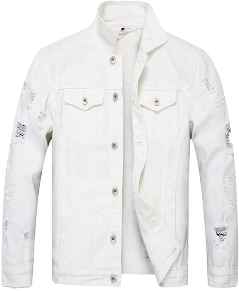 Men's Black Night Classic Ripped Slim Denim Jacket