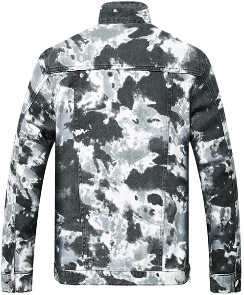 Men's Black Night Classic Ripped Slim Denim Jacket