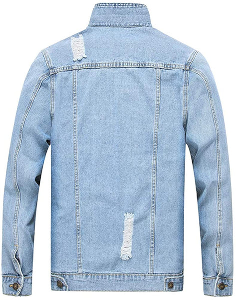 Men's Black Night Classic Ripped Slim Denim Jacket