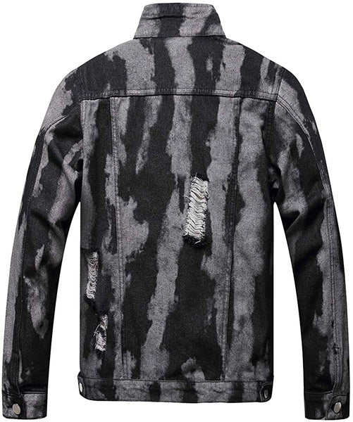 Men's Camouflage Classic Ripped Slim Denim Jacket