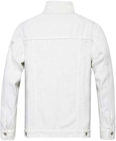 Men's Black Night Classic Ripped Slim Denim Jacket