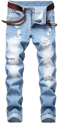 VintageLand Azure Ripped Jeans Slim Fit Denim Pants