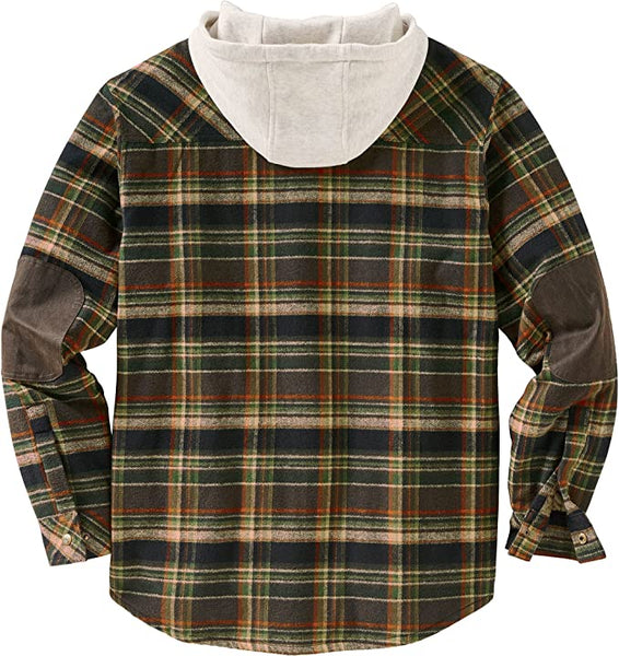 Men's Stout Plaid Camp Night Hooded Flannel Jacket