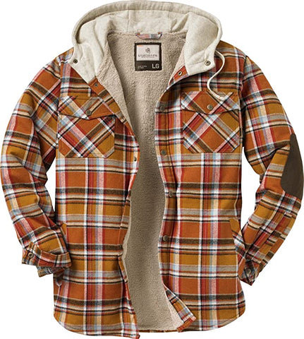 Men's Arrowood Barn Wood Plaid  Camp Night Hooded Flannel Jacket