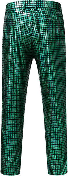 Men's Green Shiny Jacket & Metallic Pants 2 Piece Sequin Sets