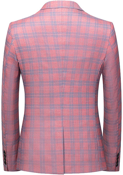 Sports Coat Pink Plaid Casual Men's Blazer