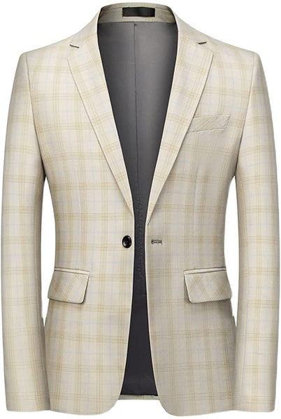 Sports Coat Beige Plaid Casual Men's Blazer