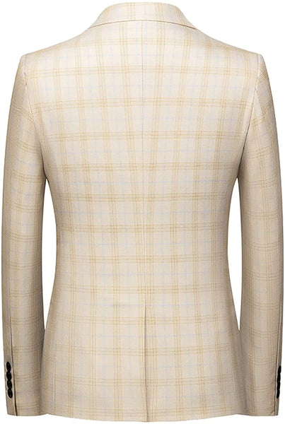 Sports Coat Beige Plaid Casual Men's Blazer