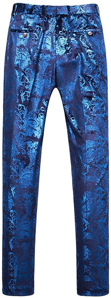 Men's Luxury Royal Blue Gold Expandable Waist Pants