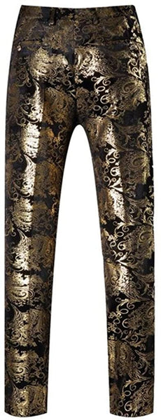 Men's Luxury Royal Blue Gold Expandable Waist Pants