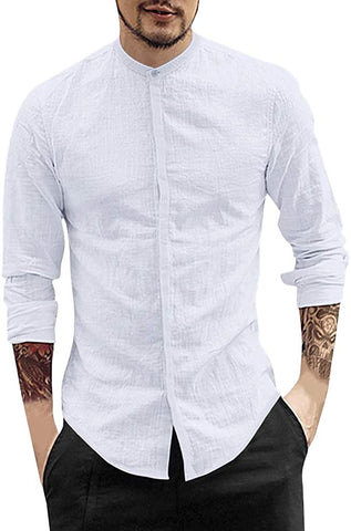 Men's Pristine Solid White Casual Button Down Shirt