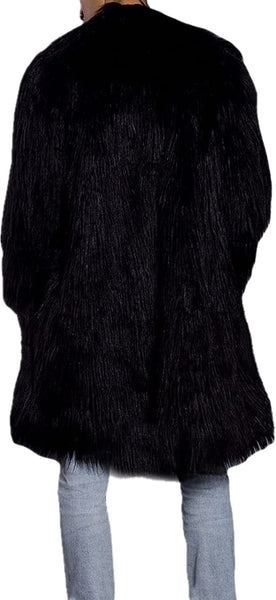 Faux Fur Black Winter Warm Long Parka Outwear