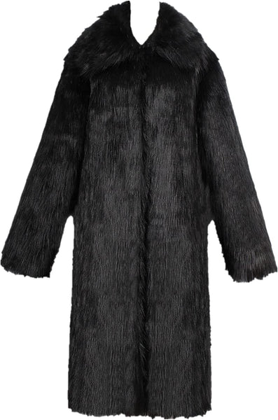 Faux Fur Black Winter Warm Long Parka Outwear