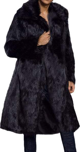 Faux Fur Black Winter Warm Long Parka Outwear