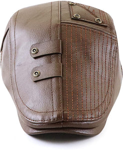 Men's Light Coffee PU Leather Classic Hat