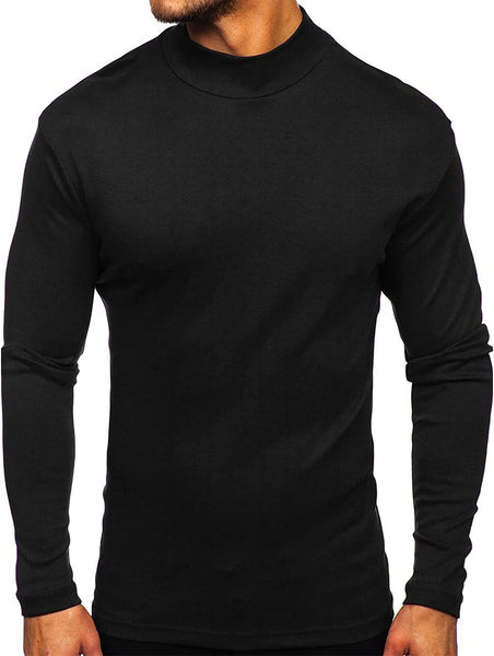 Turtleneck Black Basic Pullover Long Sleeve Men's Shirt