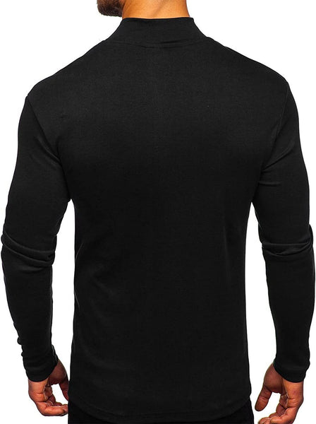 Turtleneck Black Basic Pullover Long Sleeve Men's Shirt