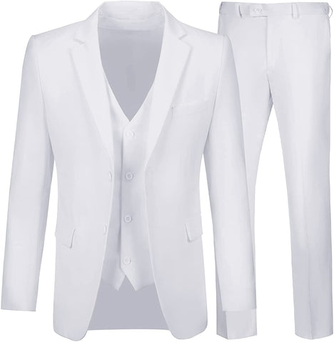 Men's White 3 Piece Slim Fit Tuxedo Suit Pants Set