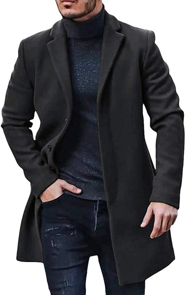 Trench Coat Black Winter Warm Cotton Long Jacket Overcoat