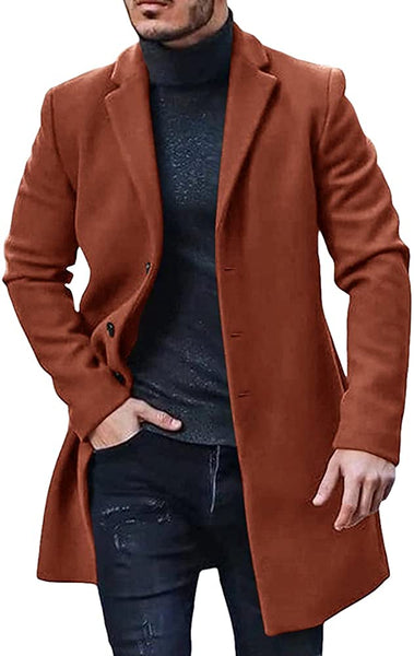 Trench Coat Brown Winter Warm Cotton Long Jacket Overcoat