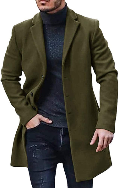 Trench Coat Army Green Winter Warm Cotton Long Jacket Overcoat