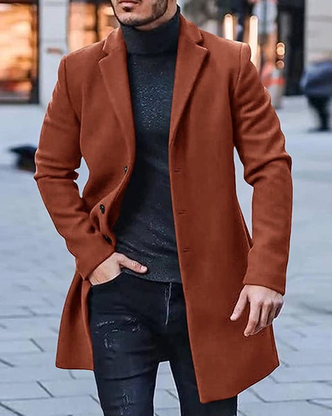 Trench Coat Brown Winter Warm Cotton Long Jacket Overcoat