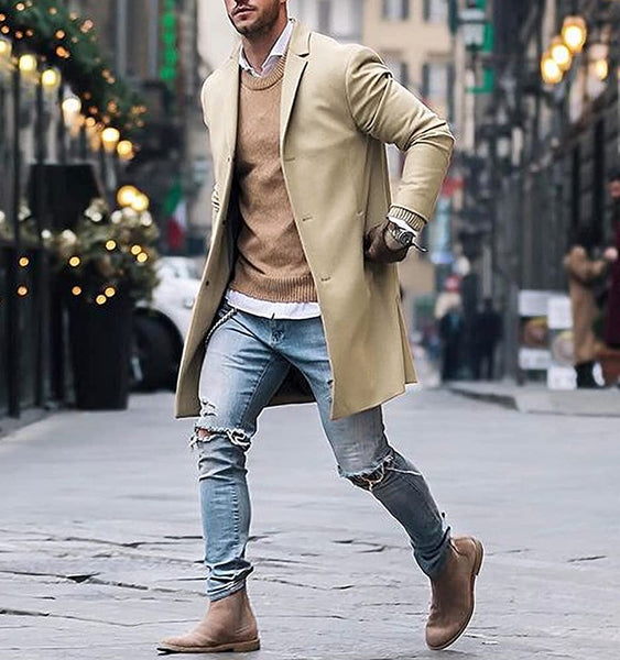 Trench Coat Khaki Winter Warm Cotton Long Jacket Overcoat