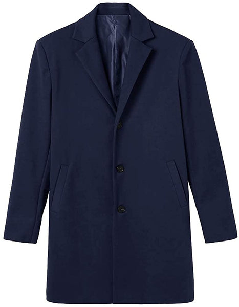 Trench Coat Navy Blue Winter Warm Cotton Long Jacket Overcoat