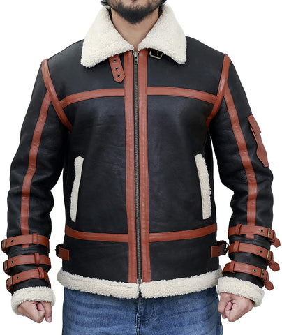 Dion Brown Bomber Shearling Leather Jacket