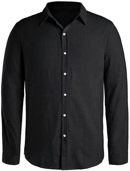 Casual Black Long Sleeve Lightweight Button Up Shirt