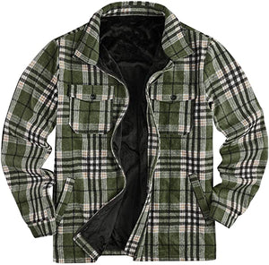 Men's Hunter Green Fleece Buffalo Plaid Sherpa Jacket