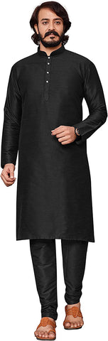 Men's Black Kurta Pajama Set Festive Season Ethnic  Suit 2 Piece