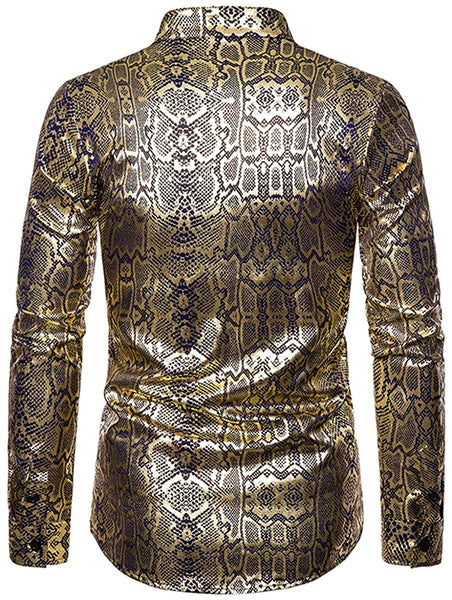 Men's Brown Cheetah Printed Long Sleeve Button Down Shirt