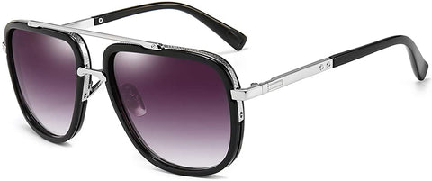Silver Gradient Grey Lens Pilot UV  Protection Retro Square Sunglasses