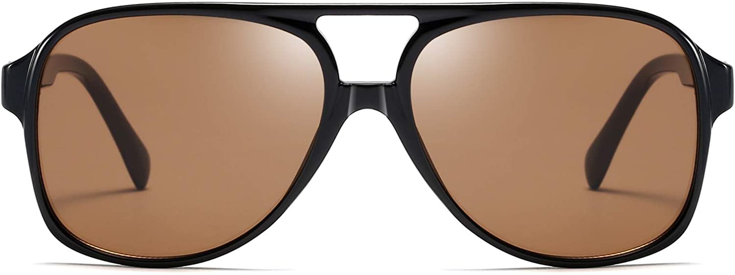 Brown Polarized Lenses Pilot UV  Protection Retro Square Sunglasses