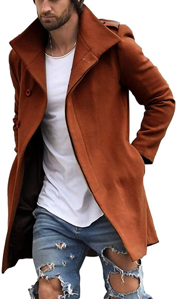 Classic Long Overcoat Brown Single Breasted Trench Coat