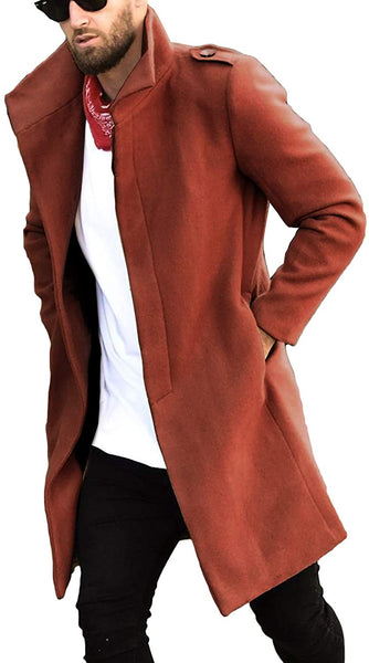 Classic Long Overcoat Brown Single Breasted Trench Coat