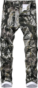 Men's Abstract Stretched Moto Denim Pants