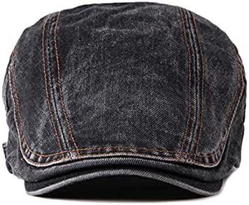 Bunschoten Black Distressed Denim Flat Ivy Newsboy Hats