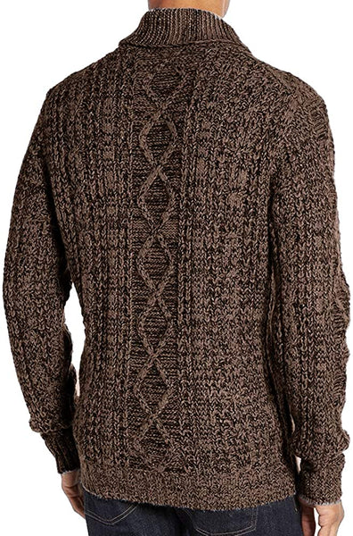 Men's Ash Brown Cable Knit Long Sleeve Cardigan Outerwear