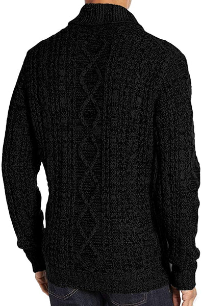 Men's Ash Black Cable Knit Long Sleeve Cardigan Outerwear