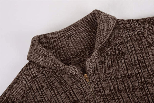 Men's Ash Brown Cable Knit Long Sleeve Cardigan Outerwear